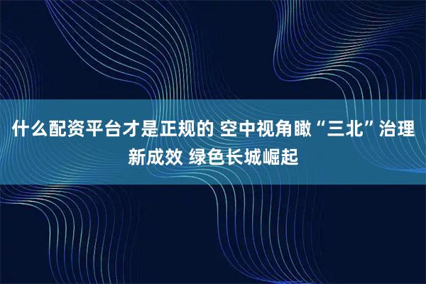 什么配资平台才是正规的 空中视角瞰“三北”治理新成效 绿色长城崛起